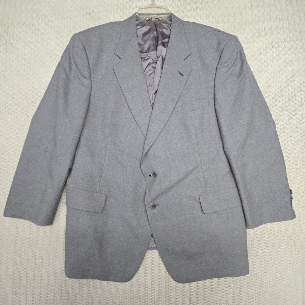 Vintage Hart Schaffner Marx Gold Trumpeter Blazer Mens 46 Long Gray Suit Jacket